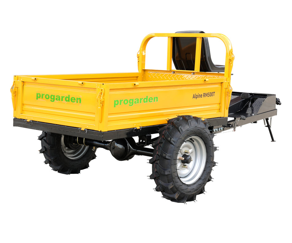 ProGARDEN Alpine RM500T Remorca cu tractiune G2, 500kg, 1 osie, prindere bolt pentru motocultor, roti profil agricol 6.00-12, 4 prezoane