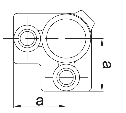 CONECTOR COT CU 3 CĂI pentru țeavă de 1 1/2" (1½", Ø48,3 mm)