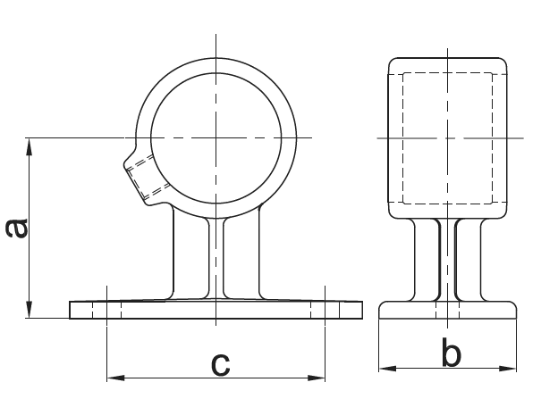 SUPORT PENTRU BALUSTRADĂ pentru țeavă de 1 1/2" (1½", Ø48,3 mm)