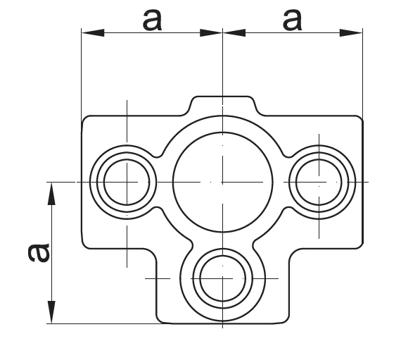 CONECTOR TEU CU IEȘIRE LATERALĂ pentru țeavă de 1 1/2" (1½", Ø48,3 mm)