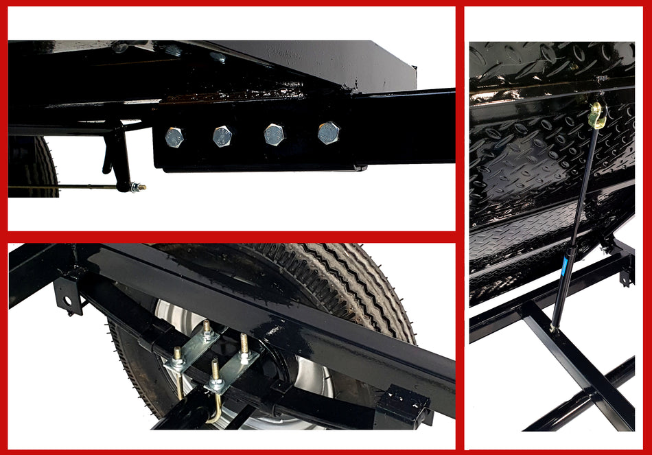 ProGARDEN Campo RM500C remorca 500kg motocultor, 1 osie, prindere bolt, roti profil rutier 5.00-12, 4 prezoane, RIM 3.00B