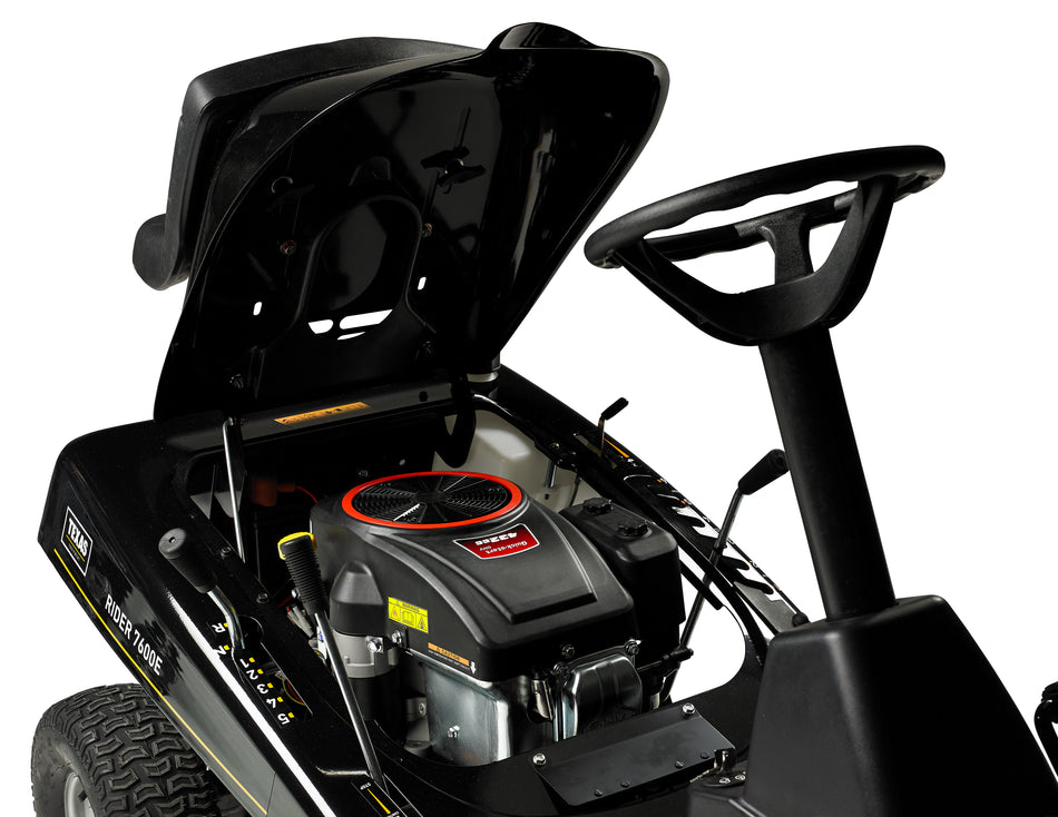 Texas Rider 7600E tractoras pentru tuns gazonul 3 in 1, 12CP, benzina, latime taiere 760mm, inaltime taiere 30-76mm, sac colector 170l, pornire electrica