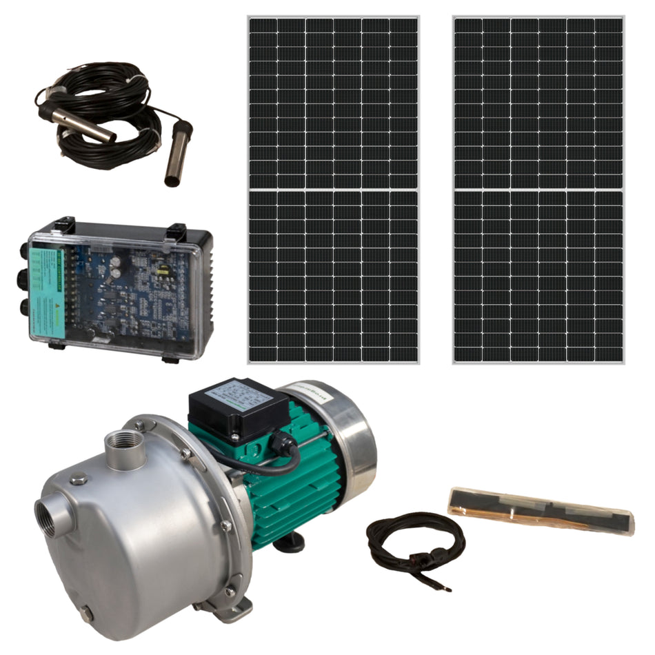 Progarden Pachet TSSGJ3.2-35-48/500 Pompa de suprafata 1", solar, 500W/48V, MPPT, 35m, 3.2mch, inox, apa curata + 2 x SP460M-72H Panou fotovoltaic