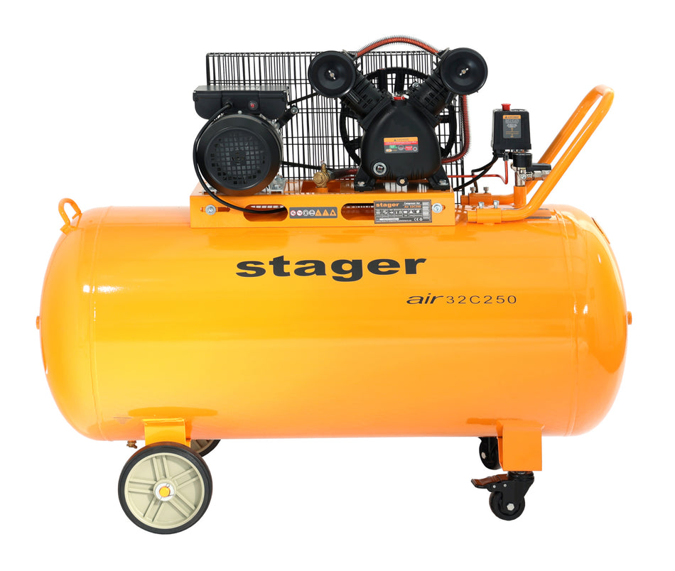 Stager Air 32C250 compresor aer, 250L, 10bar, 324L/min, monofazat, angrenare curea