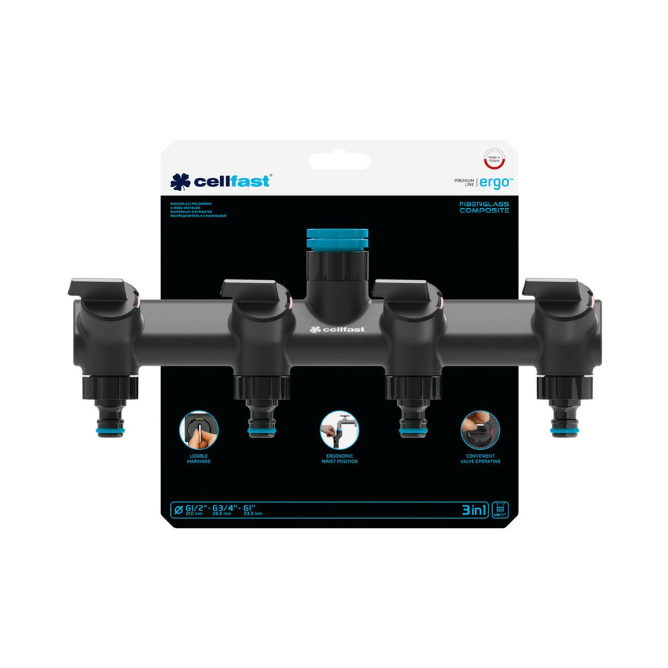 Distribuitor patru cai Cellfast ERGO 1/2" Inch, 3/4" Inch, 1