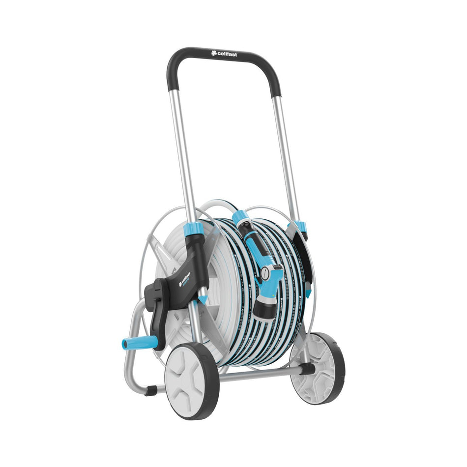 Furtun cu tambur Cellfast EXPLORER, furtun pentru gradina MULTIFLEX ATSV 1/2" INCH, 25m, accesorii incluse