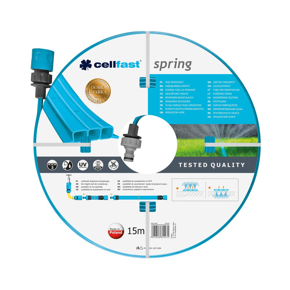 Furtun pentru irigare Cellfast SPRING 1/2" Inch, lungime 15m, trei tuburi, duze pentru irigare