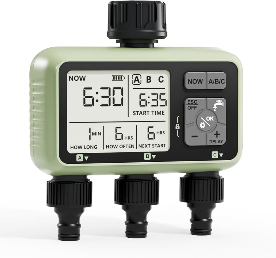 Programator automat pentru irigare Diivoo GM-HCT-378-EUGN, 3 zone, IP54, functie Rain Delay
