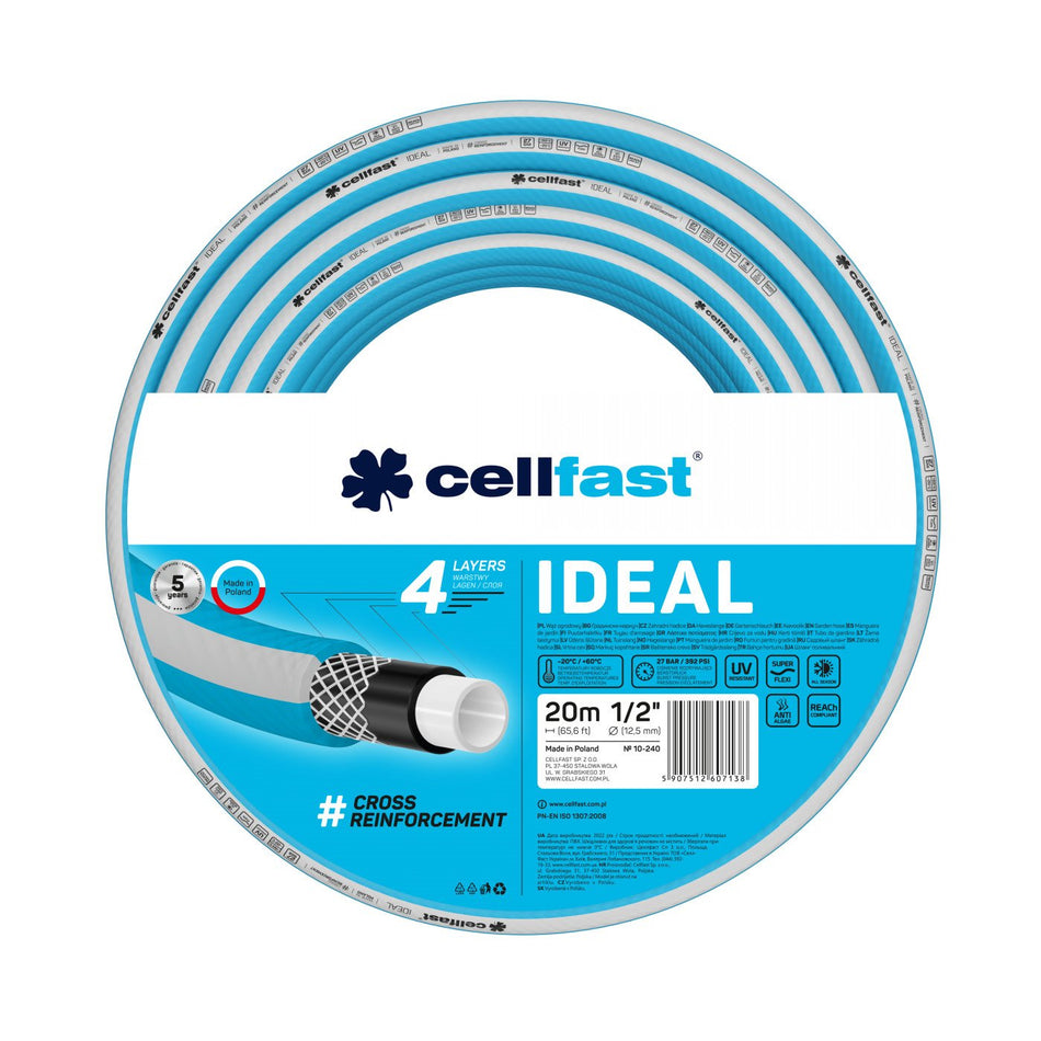Set furtun pentru gradina Cellfast IDEAL 1/2" Inch 20m, protectie UV, antirasucire, pistol stropire, conectori