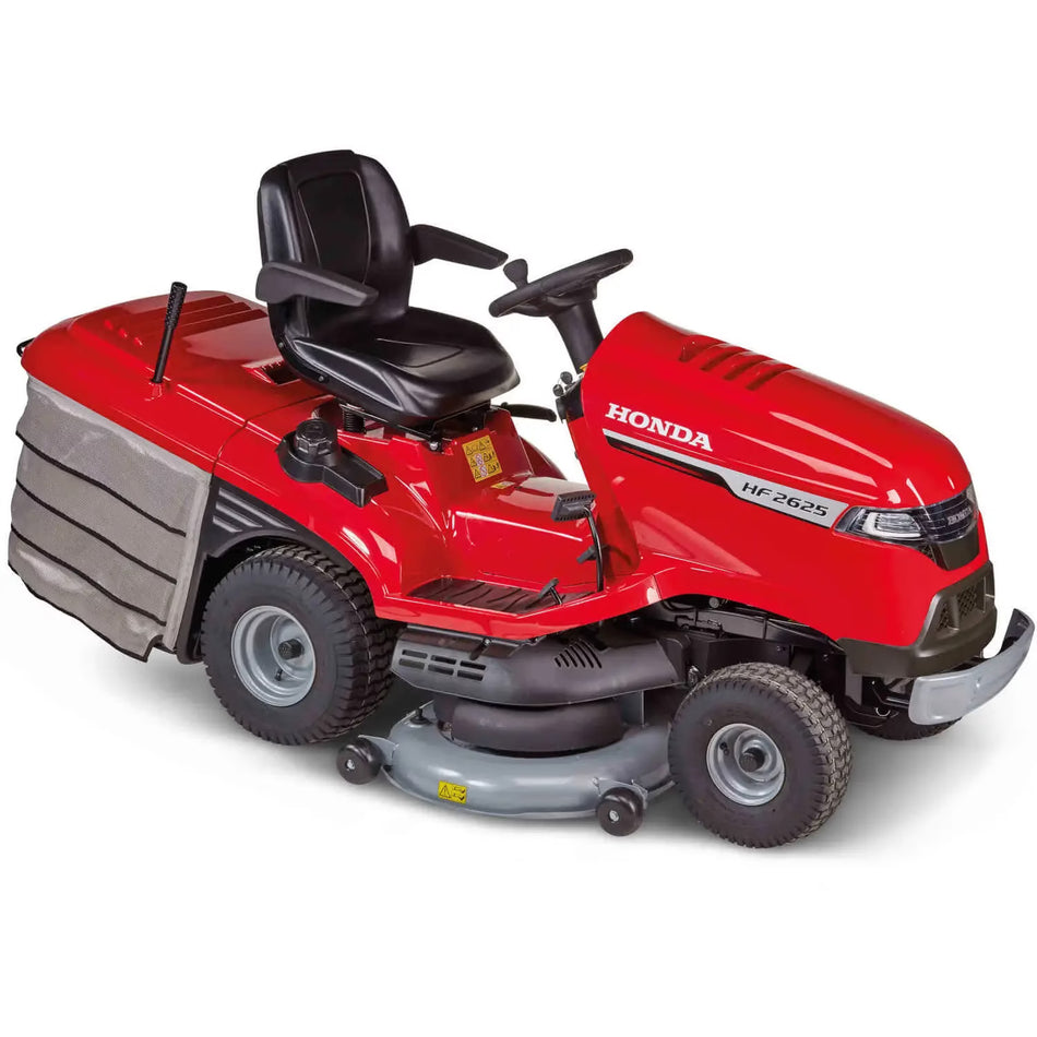 Tractoraș de tuns gazon Honda HF 2625 K1 HMEH, 18.9 CP, benzină, 122 cm lățime de tăiere, coș colector 350 L, transmisie hidrostatică, mulching Versamow, cruise control